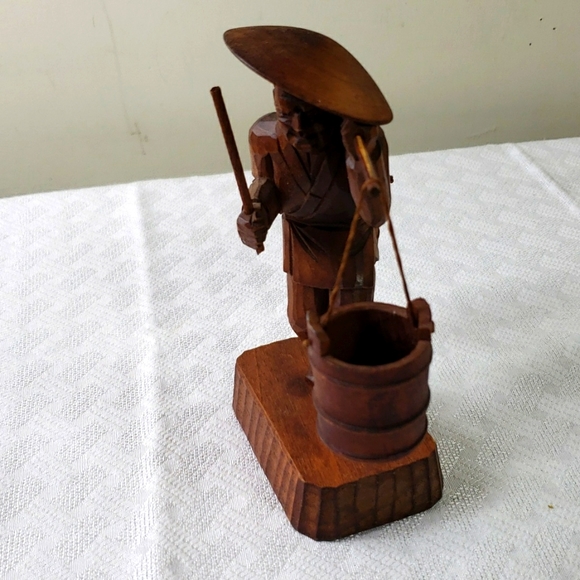 Vintage hand carved Asian water carrier - Picture 2 of 9